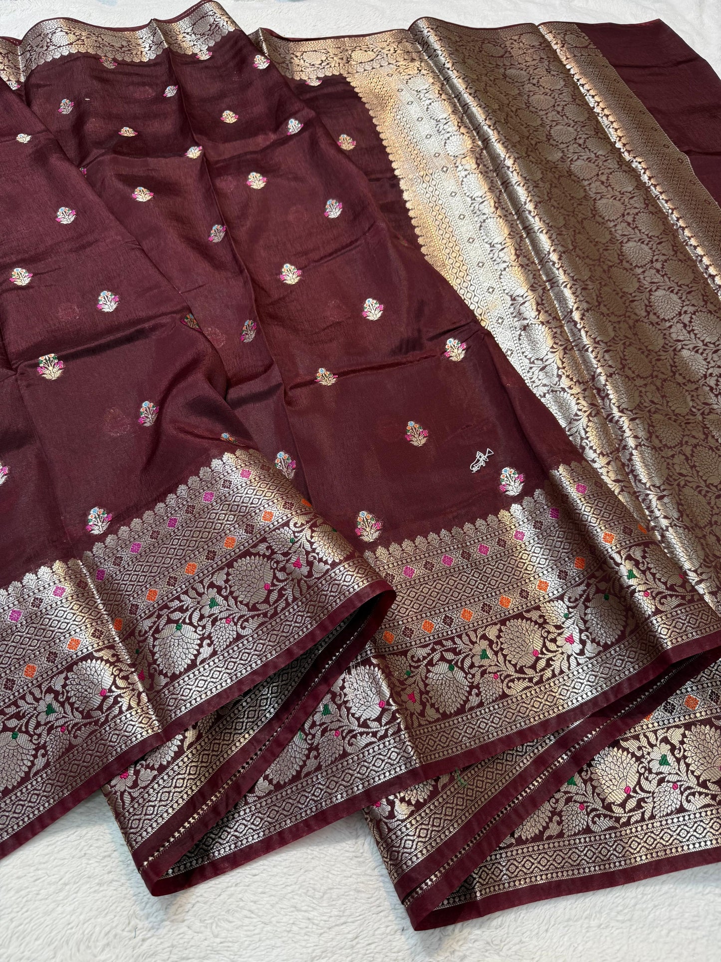 Wine Raw Mango Premium Banarasi Saree