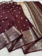 Wine Raw Mango Premium Banarasi Saree
