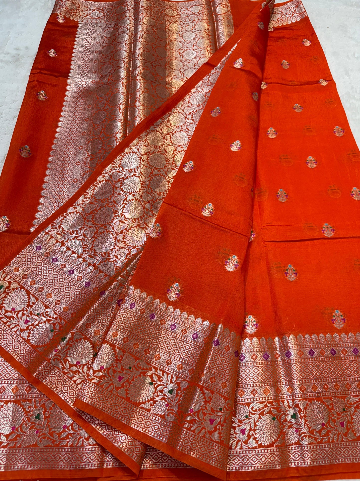 Orange Raw Mango Premium Banarasi Saree