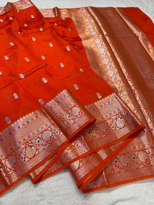 Orange Raw Mango Premium Banarasi Saree