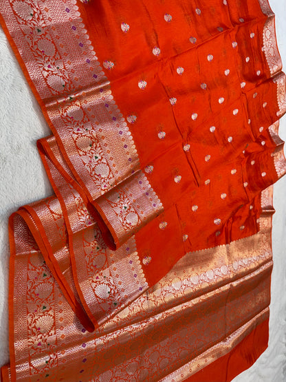 Orange Raw Mango Premium Banarasi Saree