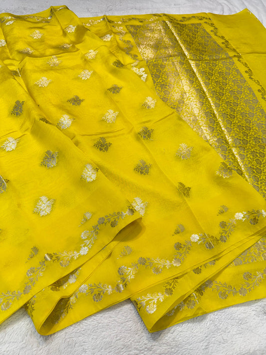 Gold Raw Mango Premium Banarasi Saree