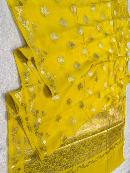 Gold Raw Mango Premium Banarasi Saree