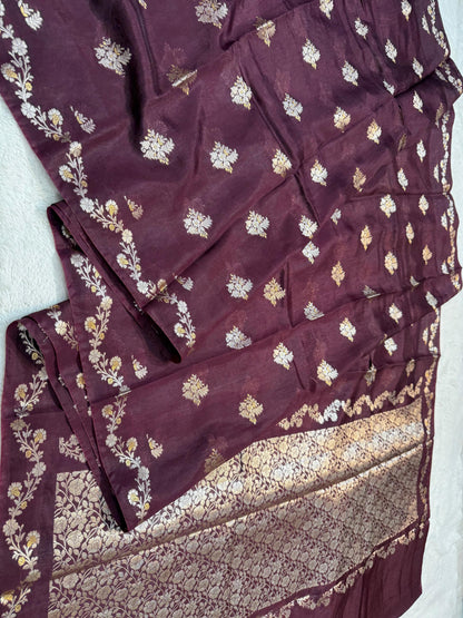 Wine Raw Mango Premium Banarasi Saree