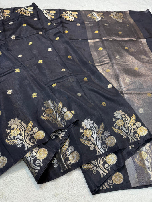 Black Raw Mango Premium Banarasi Saree
