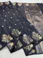 Black Raw Mango Premium Banarasi Saree