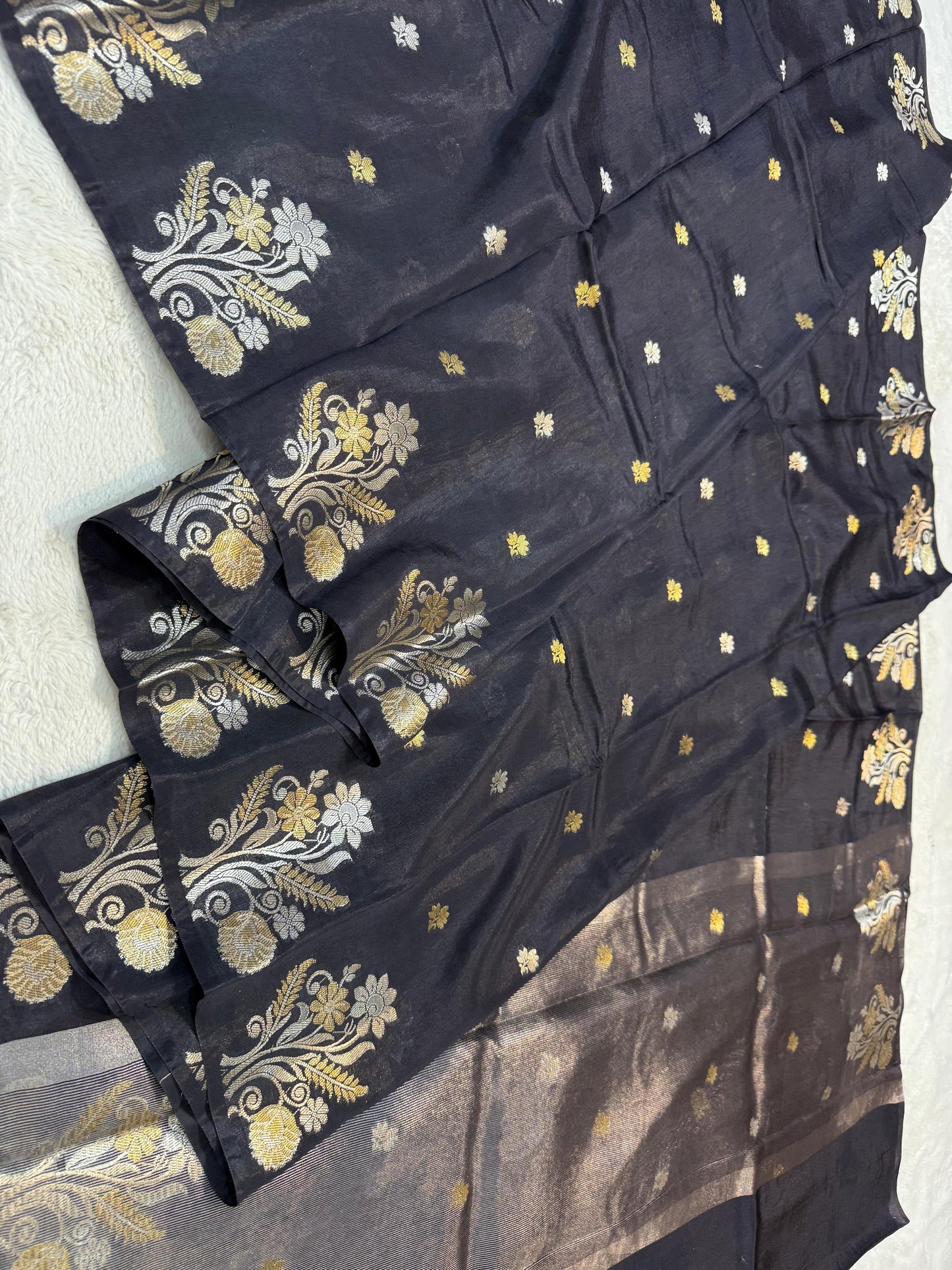 Black Raw Mango Premium Banarasi Saree