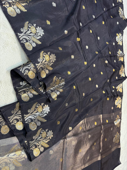 Black Raw Mango Premium Banarasi Saree