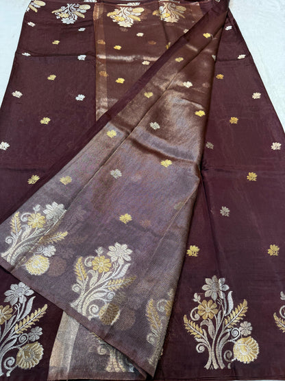 Wine Raw Mango Premium Banarasi Saree