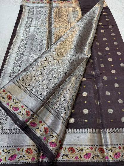 Wine Raw Mango Premium Banarasi Saree