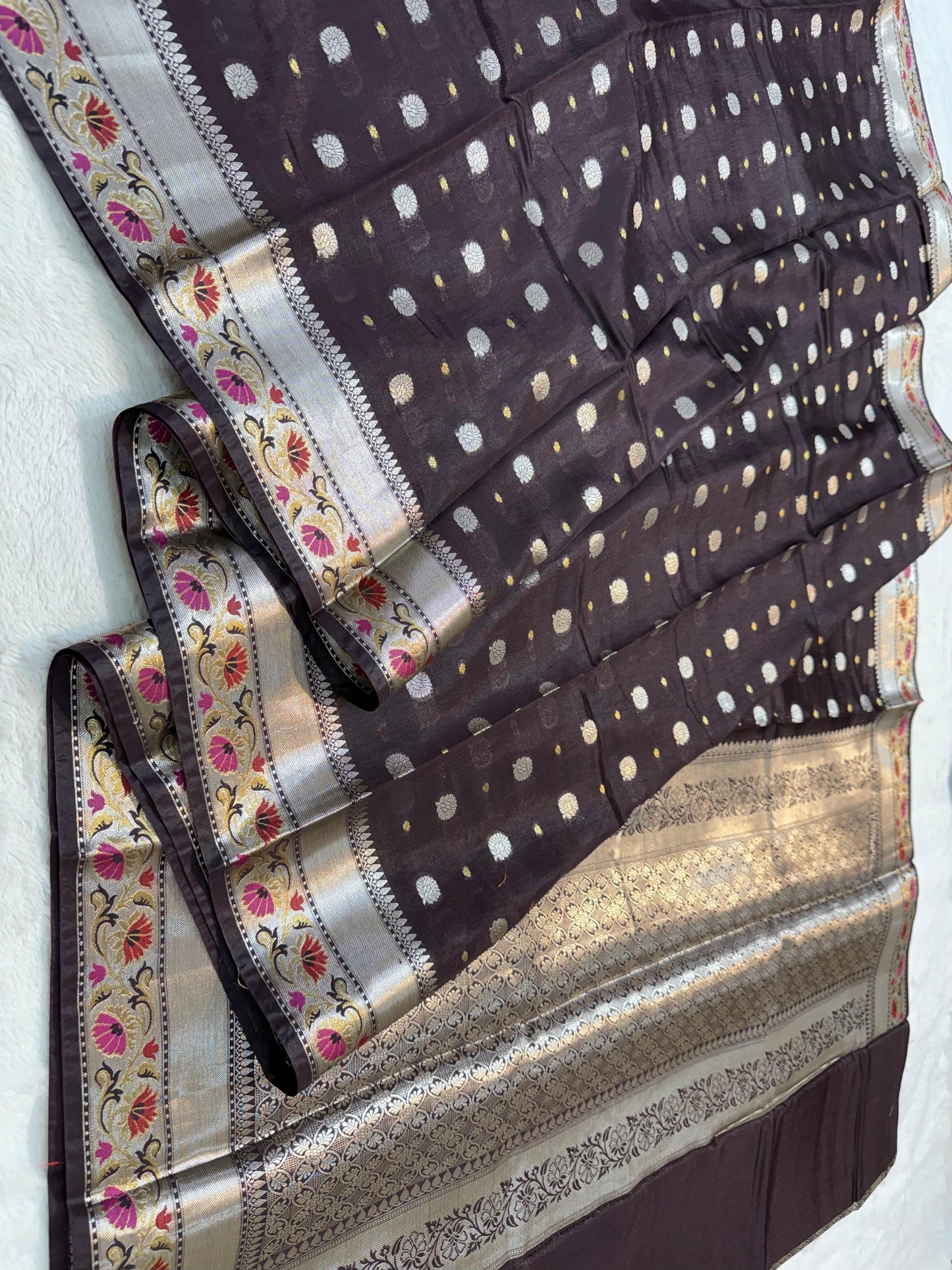 Wine Raw Mango Premium Banarasi Saree