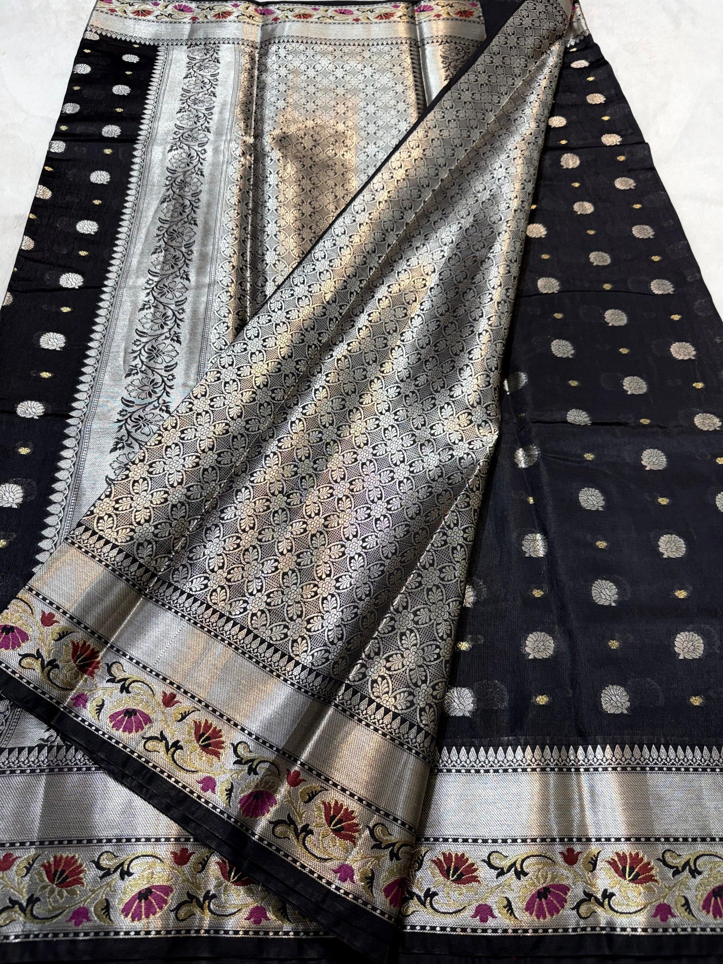 Black Raw Mango Premium Banarasi Saree