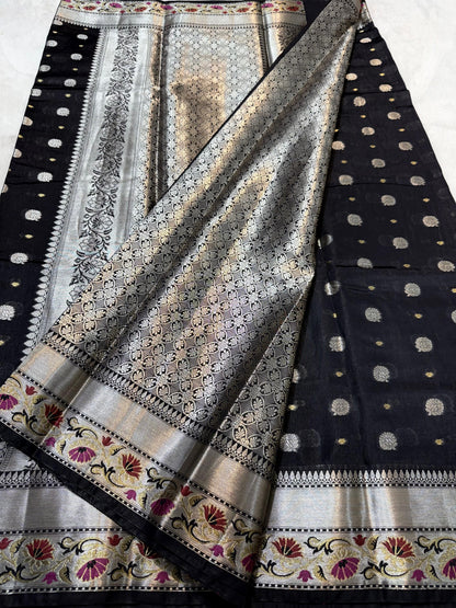 Black Raw Mango Premium Banarasi Saree