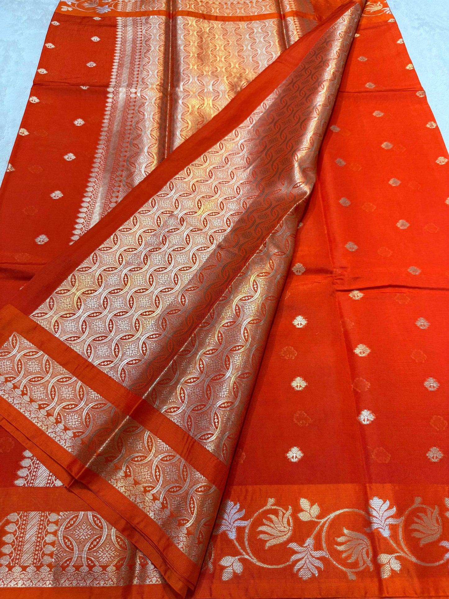 Orange Raw Mango Premium Banarasi Saree