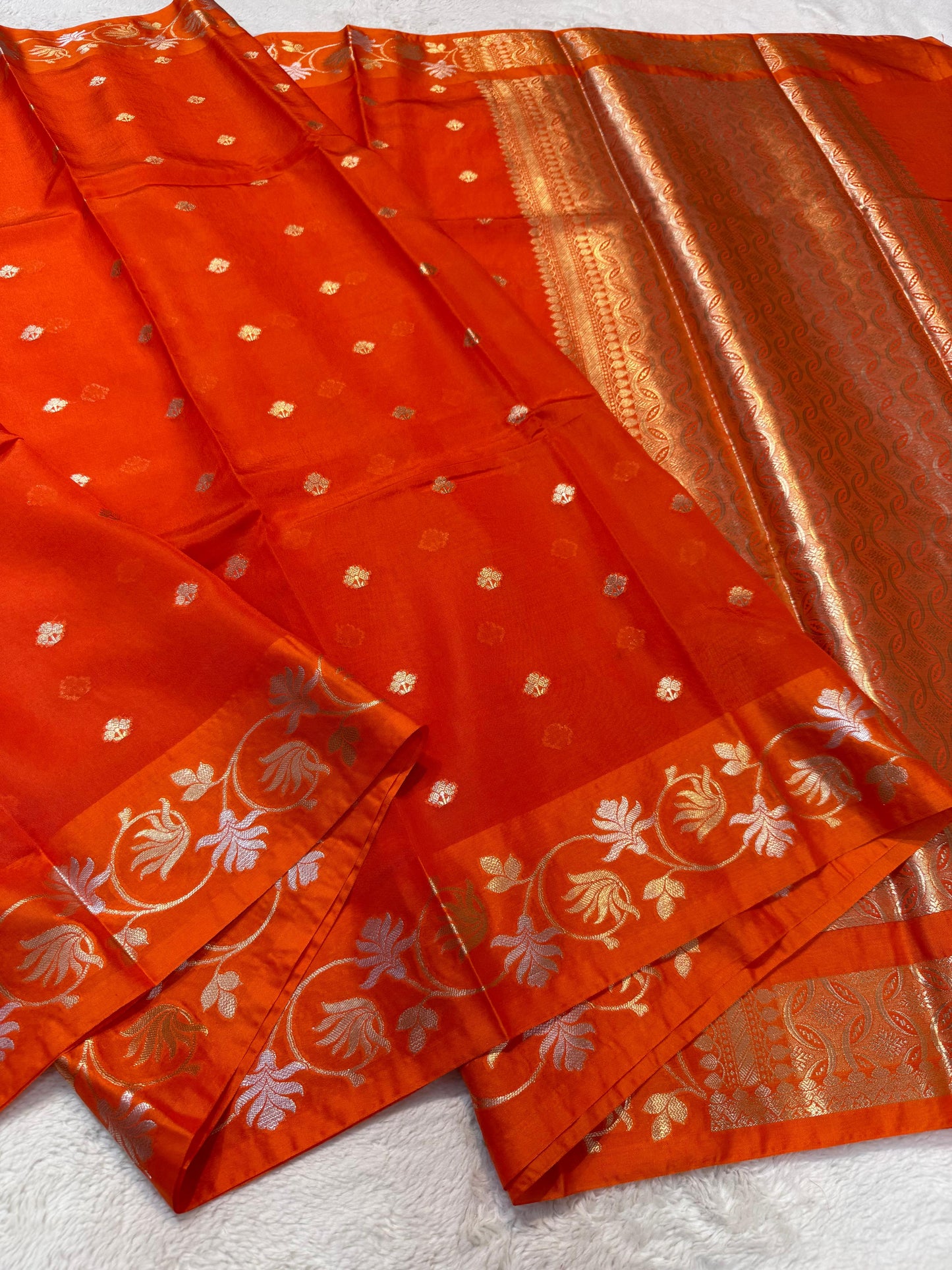 Orange Raw Mango Premium Banarasi Saree
