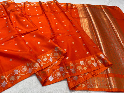 Orange Raw Mango Premium Banarasi Saree