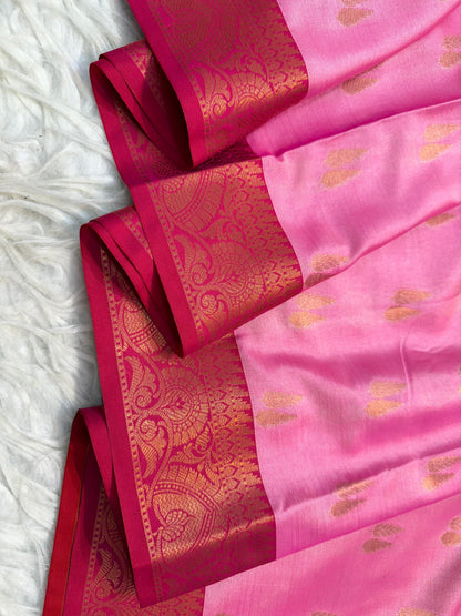 Pink Soft Silk Banarasi Saree