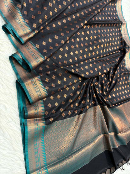 Black Soft Silk Banarasi Saree