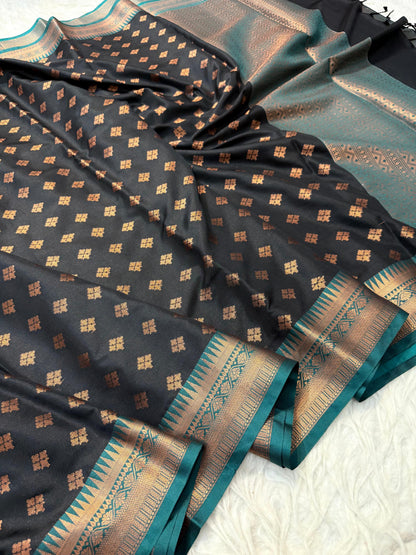 Black Soft Silk Banarasi Saree