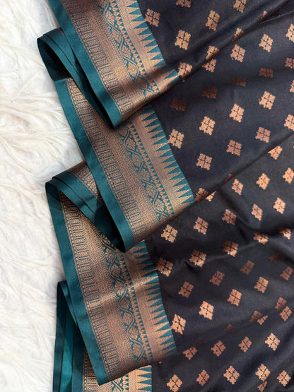 Black Soft Silk Banarasi Saree