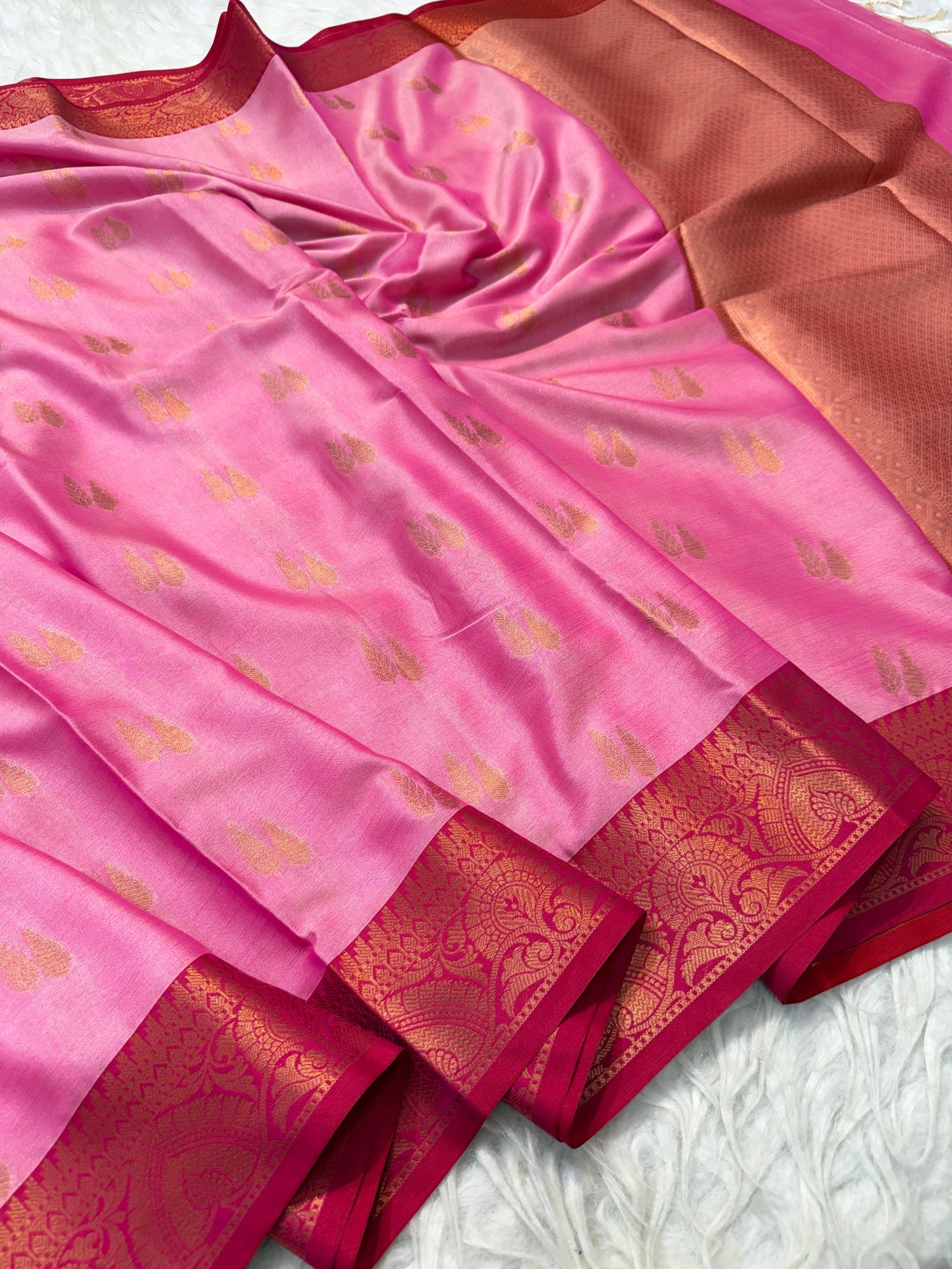 Pink Soft Silk Banarasi Saree