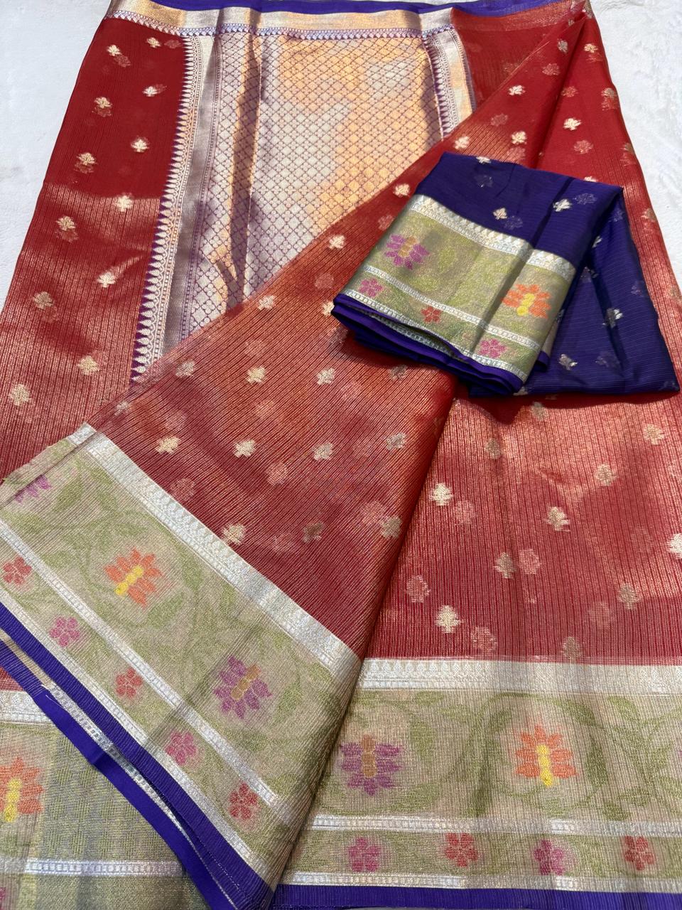 Tissue Kota Paithani Border Premium Banarasi Saree
