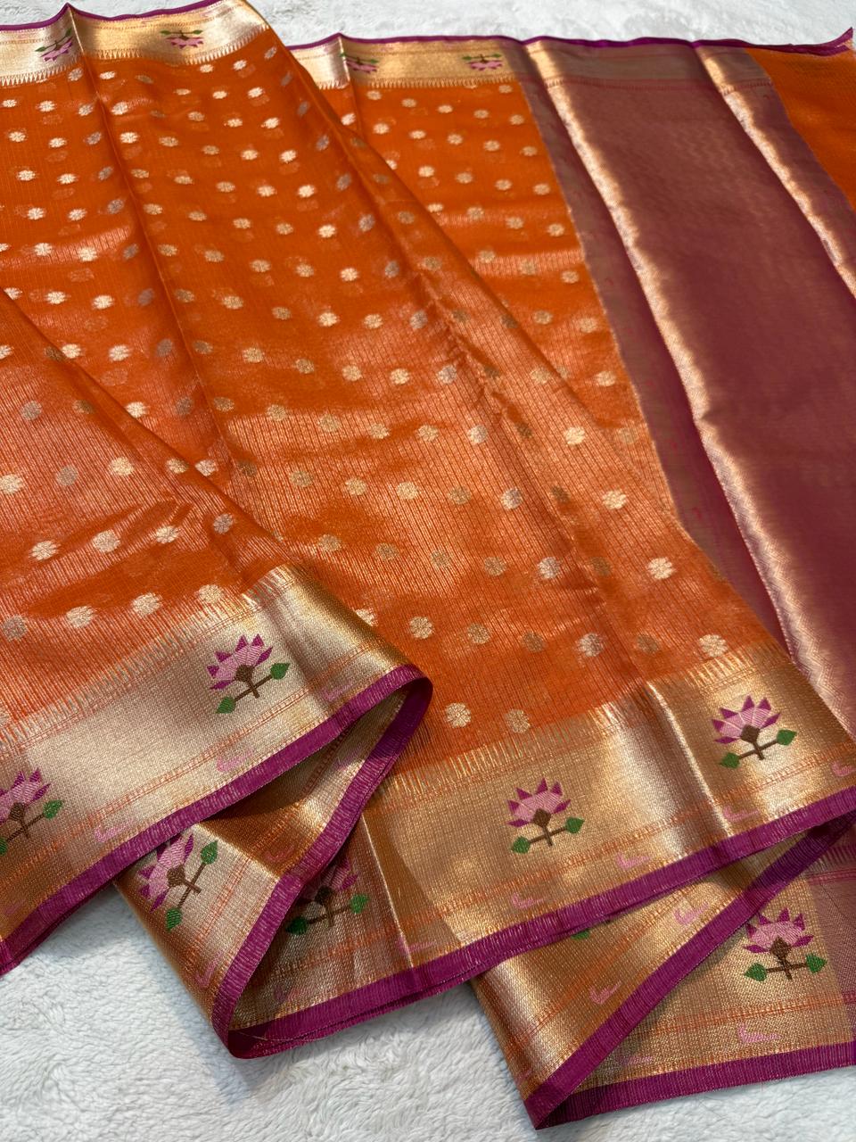 Tissue Kota Paithani Border Premium Banarasi Saree