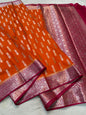 Orange Semi Mashru Silk Premium Banarasi Saree