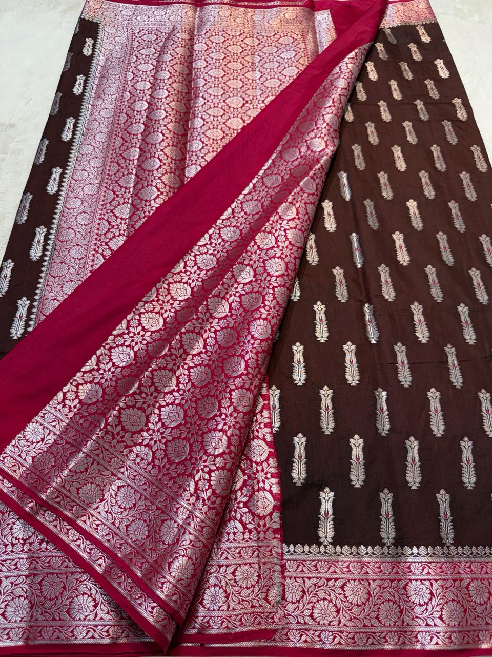 Brown Semi Mashru Silk Premium Banarasi Saree