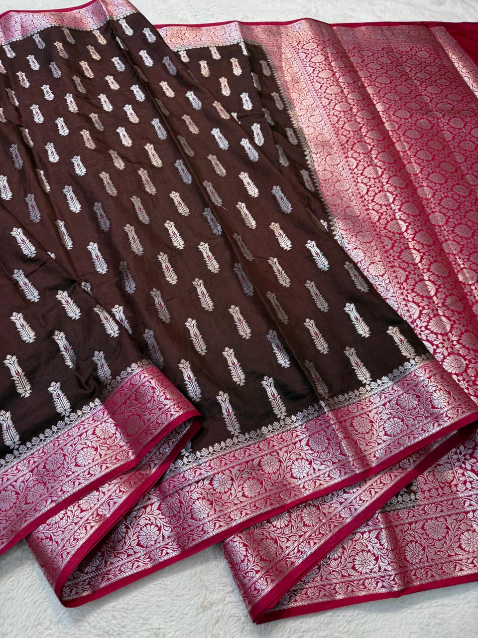 Brown Semi Mashru Silk Premium Banarasi Saree