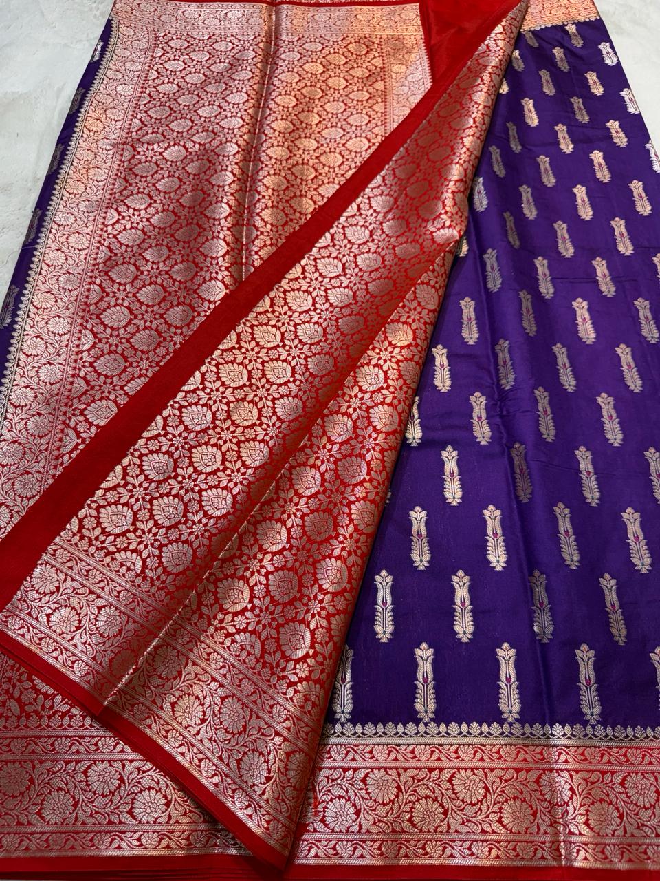 Blue Semi Mashru Silk Premium Banarasi Saree