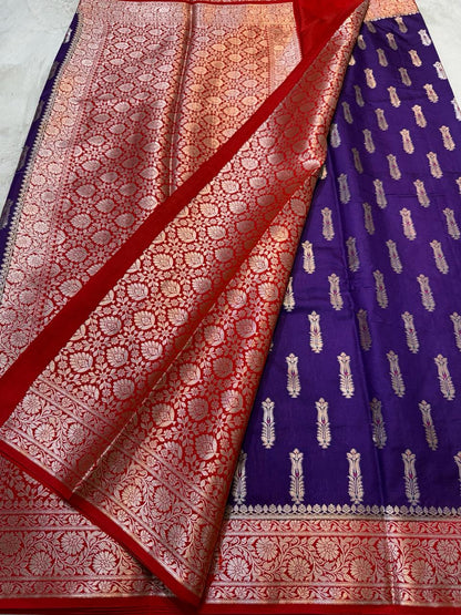 Blue Semi Mashru Silk Premium Banarasi Saree