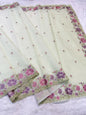 Pista Green Cotton Kota Designer Cutwork Embroidered Premium Banarasi Saree