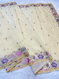 Gold Cotton Kota Designer Cutwork Embroidered Premium Banarasi Saree
