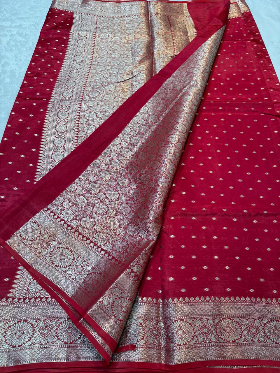 Maroon Raw Mango Premium Banarasi Saree