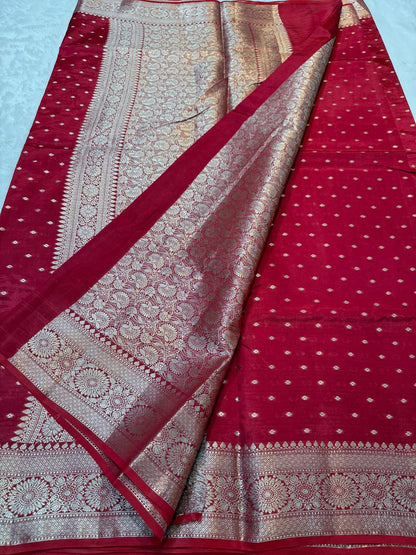 Maroon Raw Mango Premium Banarasi Saree