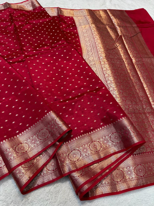Maroon Raw Mango Premium Banarasi Saree