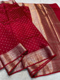 Maroon Raw Mango Premium Banarasi Saree