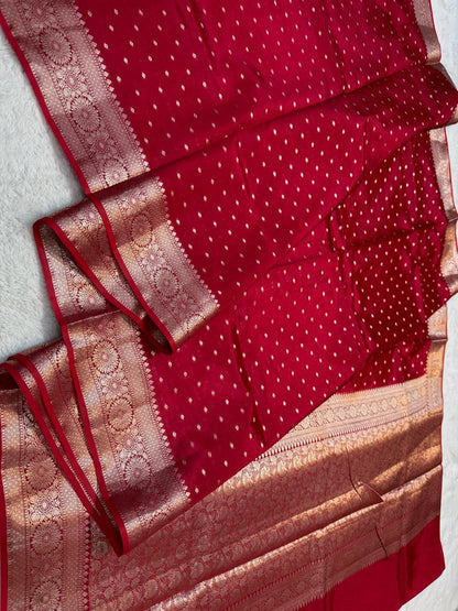 Maroon Raw Mango Premium Banarasi Saree