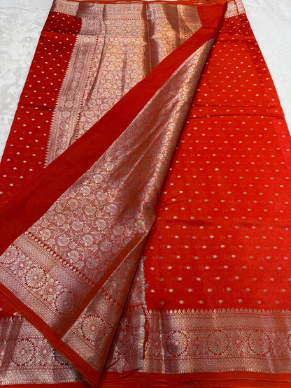 Orange Shaid Raw Mango Premium Banarasi Saree