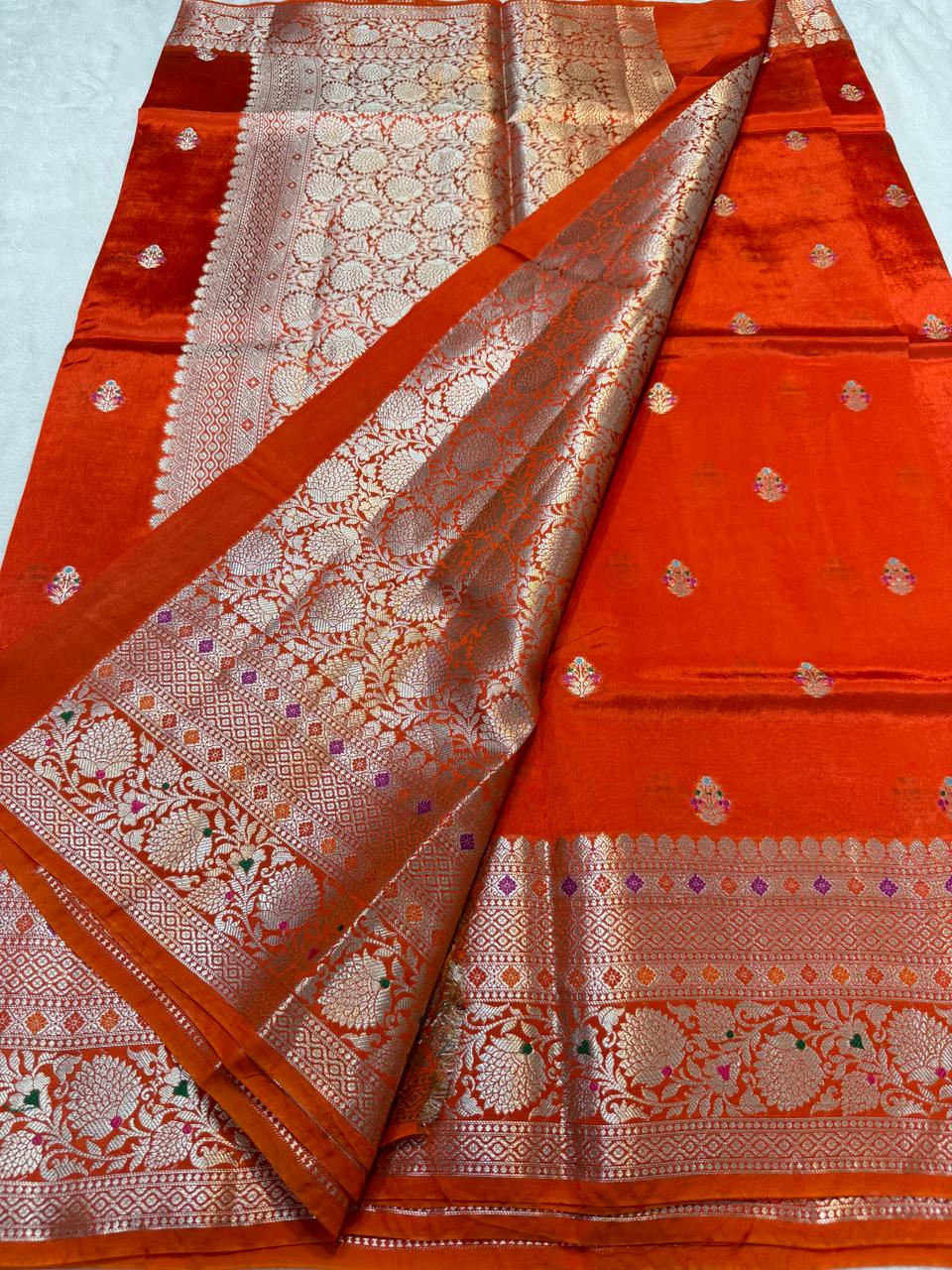 Orange Shade Raw Mango Premium Banarasi Saree