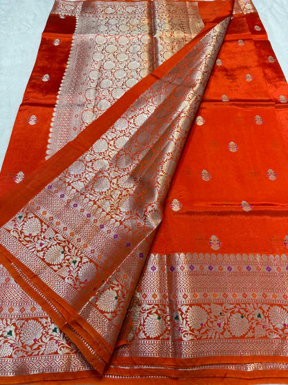 Orange Shade Raw Mango Premium Banarasi Saree