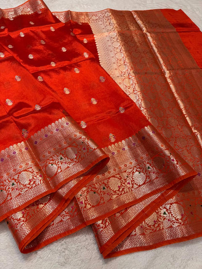 Orange Shade Raw Mango Premium Banarasi Saree