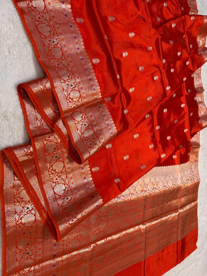 Orange Shade Raw Mango Premium Banarasi Saree