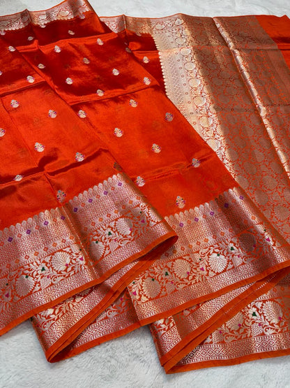 Orange Shade Raw Mango Premium Banarasi Saree