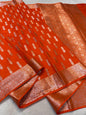 Orange Semi Katan Premium Banarasi Saree