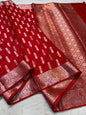 Red Semi Katan Premium Banarasi Saree