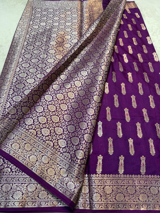 Blue Semi Katan Premium Banarasi Saree