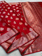 Red Semi Katan Premium Banarasi Saree