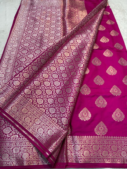 Magenta Semi Katan Premium Banarasi Saree